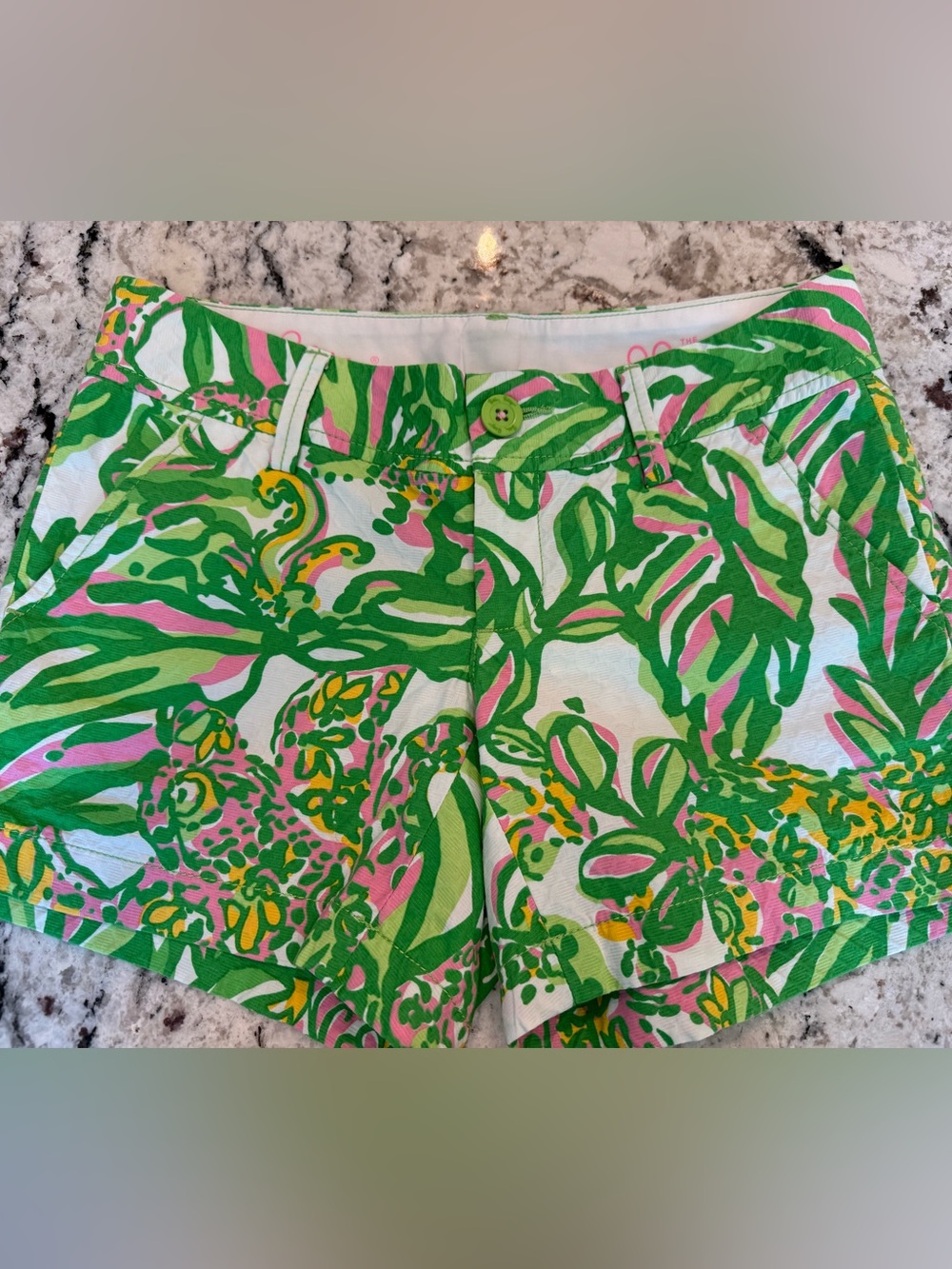 Lilly Pulitzer Callahan Shorts Green Tropical Print Size 00